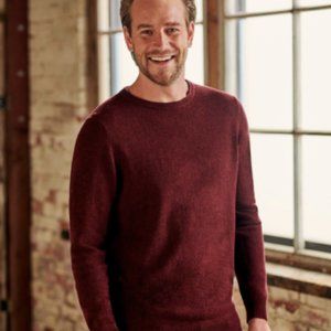 Vintage Red Textured Knit Crewneck Sweater